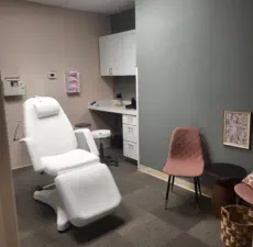 Elegant treatment room inside Kansas City's premier Aesthetics For Women medical spa, featuring professional equipment and comfortable, stylish décor. Experience Missouri's most relaxing aesthetic environment where KC's discerning clients receive personal